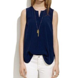 EUC Madewell Navy Blue Sleeveless Tank Top with Side Slits, Size Small